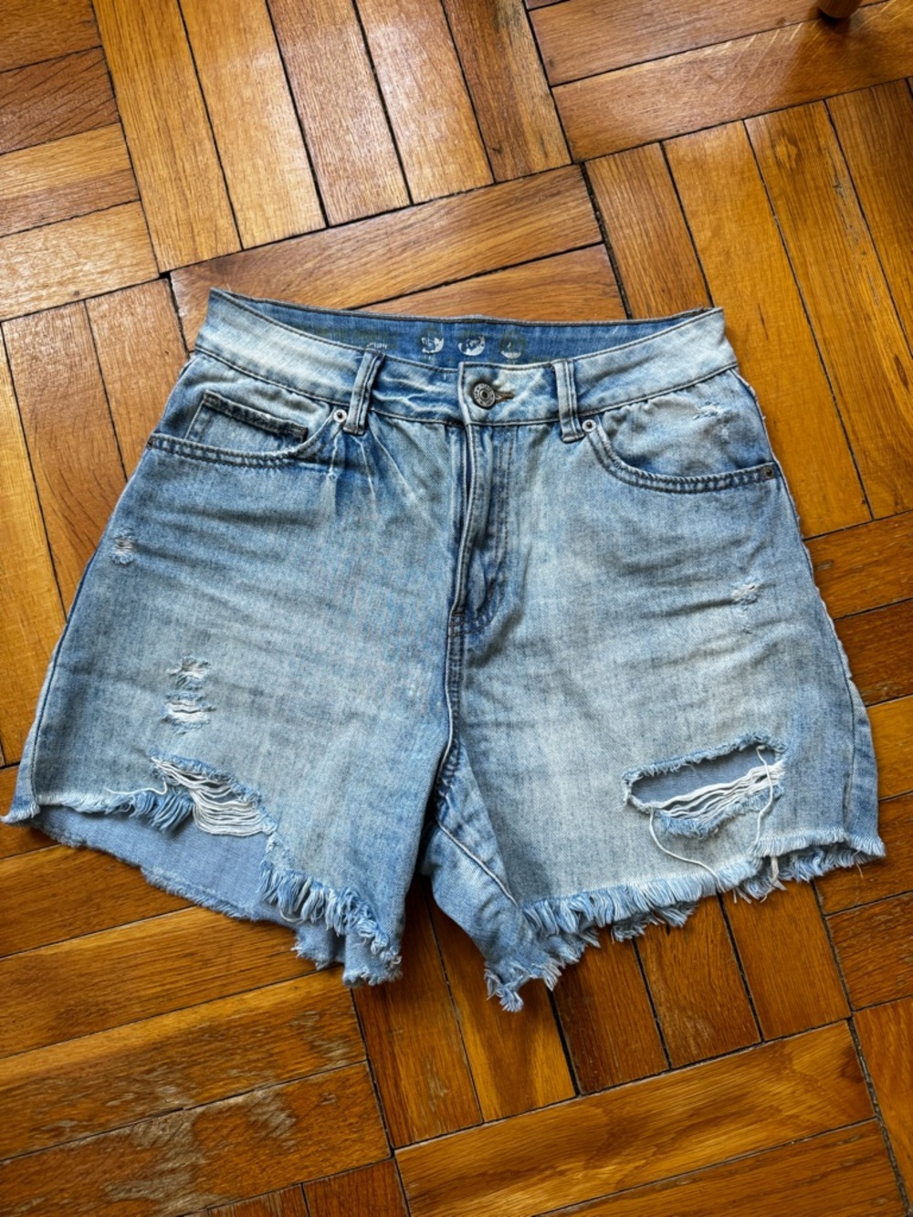 Distressed Light Blue Denim Women’s Shorts